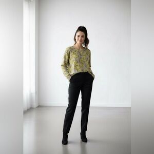 J. Crew Yellow and Gray Floral Top